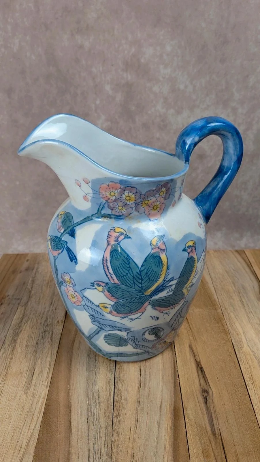 Jarrón chino vintage con decoración de pájaros y flores – photo 4